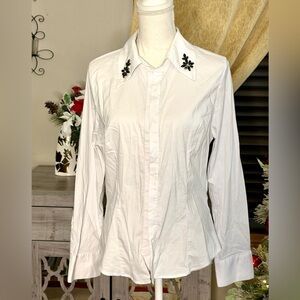 Zara Embroidered White Women's Top